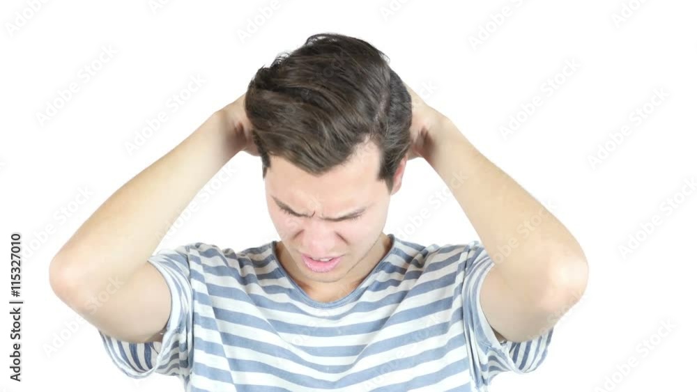 Handsome young stressed man sitting, made mistake or annoyed by work. Handsome young stressed man sitting, made mistake or annoyed by work.