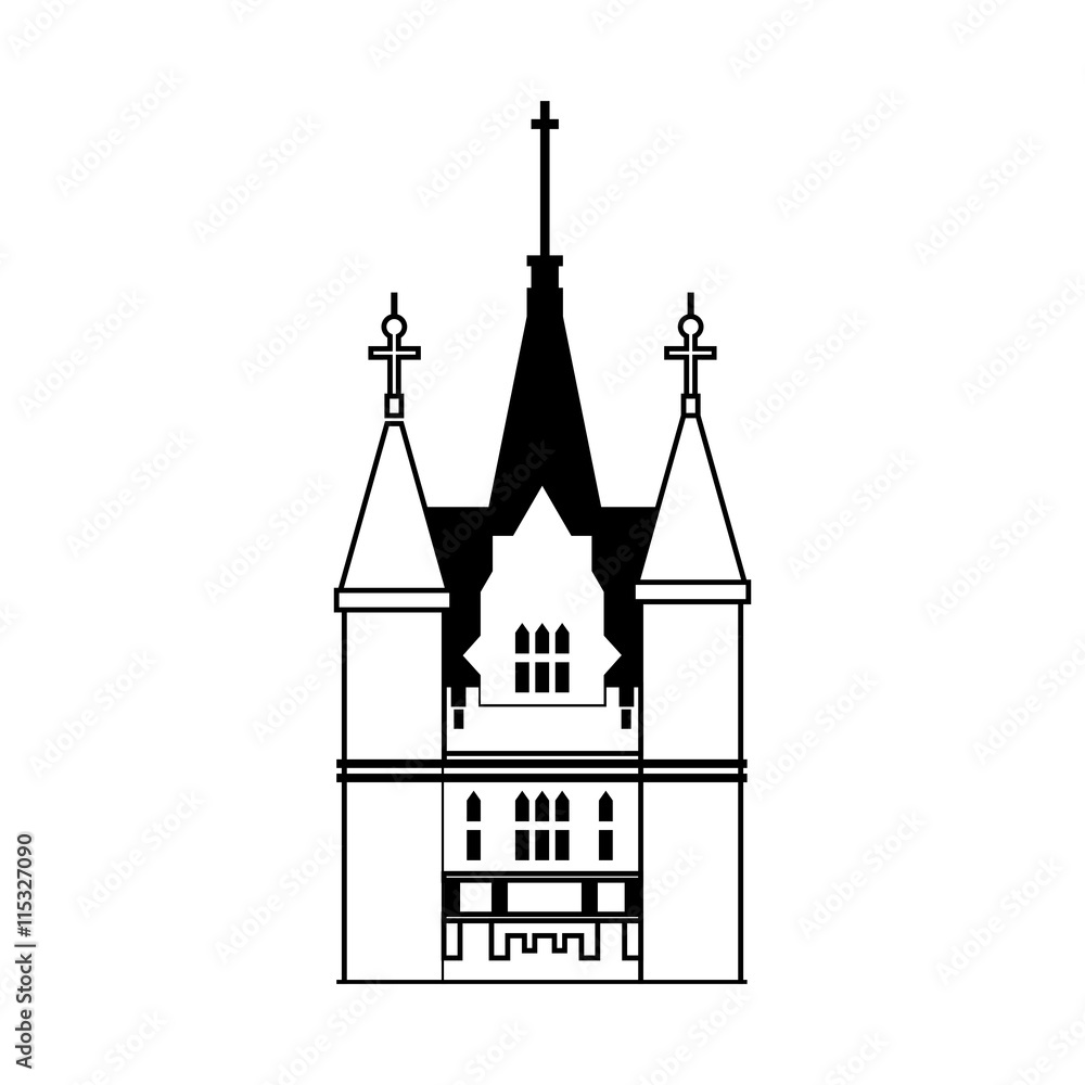 Castle concept represented by palace icon. Isolated and flat illustration 