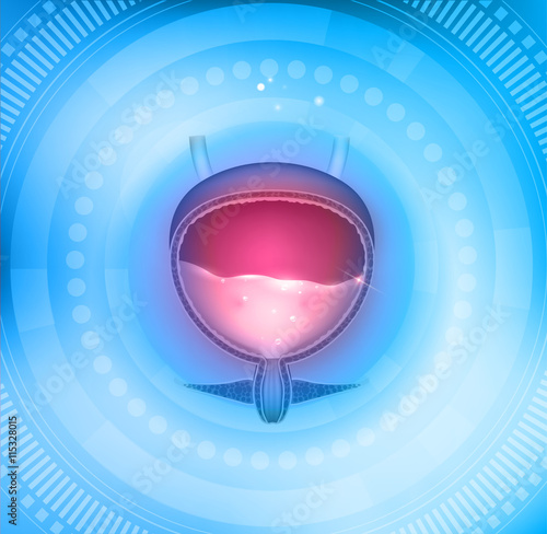 Urinary bladder light blue abstract round circle  background