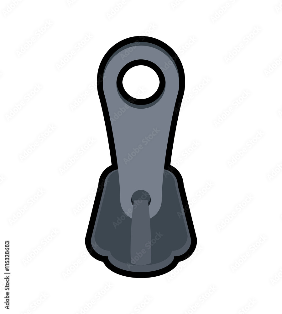 Cloth and tailor concept represented by grey Zip icon. Isolated and flat illustration 