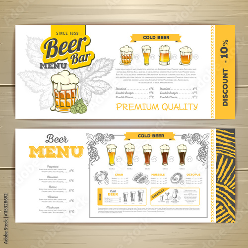 Beer  bar menu design.