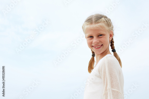 Happy child on summer vacation. Travel and adventure concept. Se