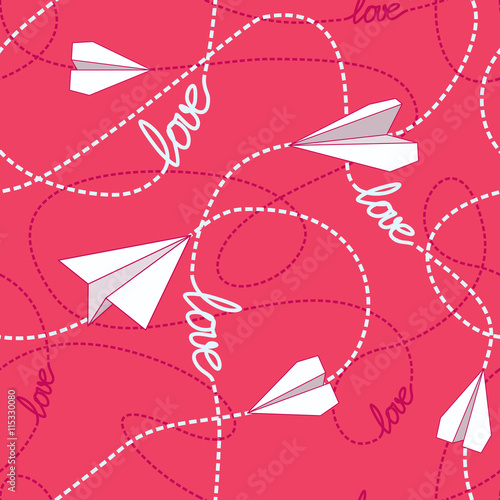 Paper Planes Love Seamless Pattern