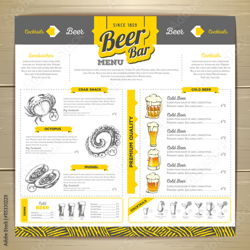 Vintage beer menu design.
