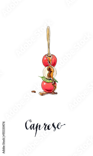 Caprese salad on stick, traditional italian salad, Mediterranean