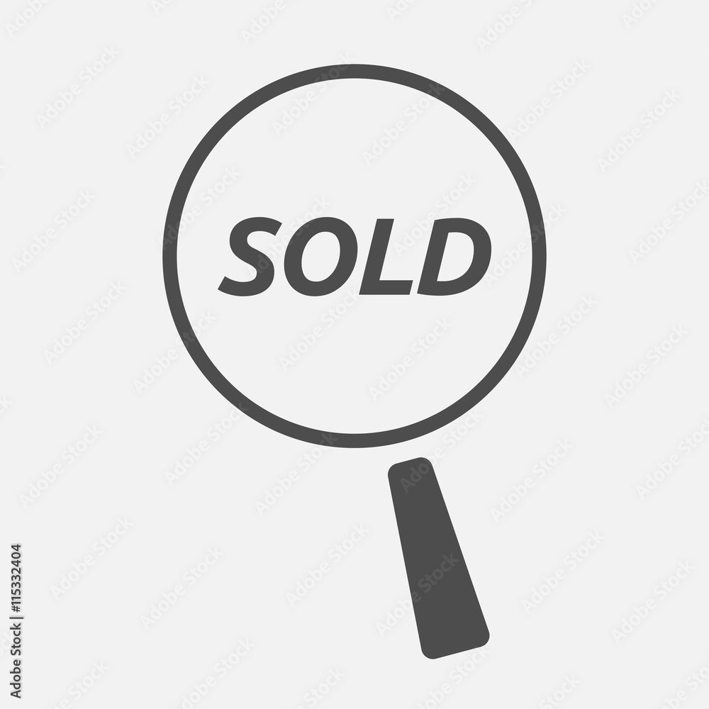 Isolated magnifying glass icon focusing the text SOLD Isolated magnifying glass icon focusing the text SOLD