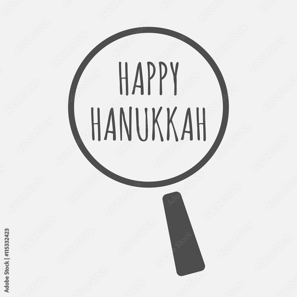 Isolated magnifying glass icon focusing the text HAPPY HANUKK Isolated magnifying glass icon focusing the text HAPPY HANUKK