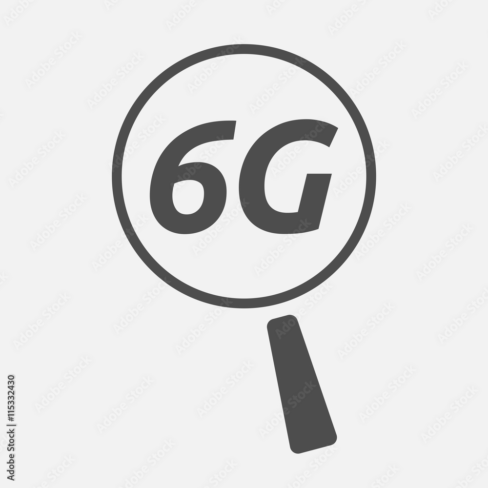 Isolated magnifying glass icon focusing the text 6G Isolated magnifying glass icon focusing the text 6G