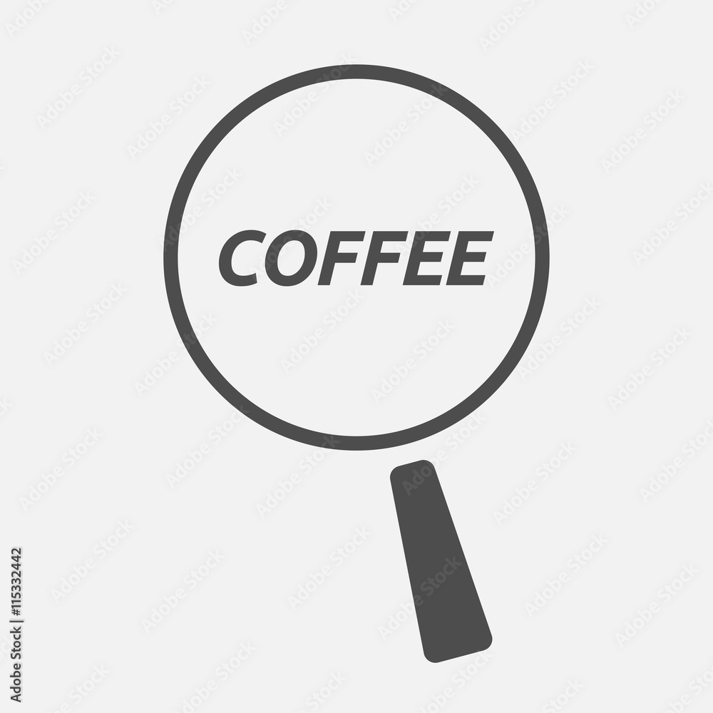 Isolated magnifying glass icon focusing the text COFFEE Isolated magnifying glass icon focusing the text COFFEE