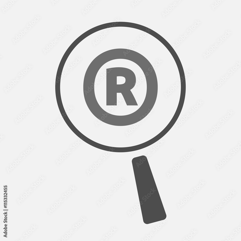 Isolated magnifying glass icon focusing the registered tradem Isolated magnifying glass icon focusing the registered tradem