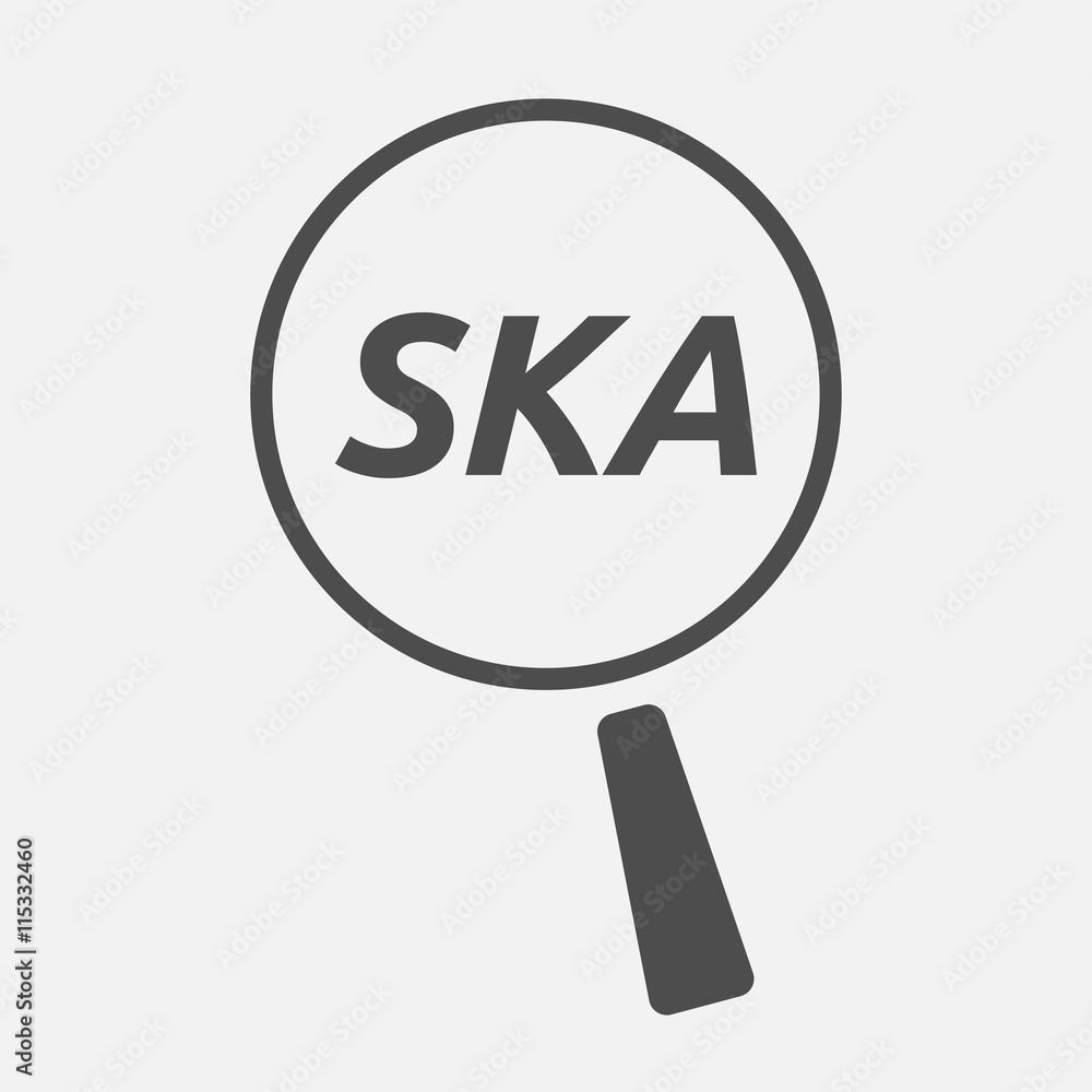 Isolated magnifying glass icon focusing the text SKA Isolated magnifying glass icon focusing the text SKA