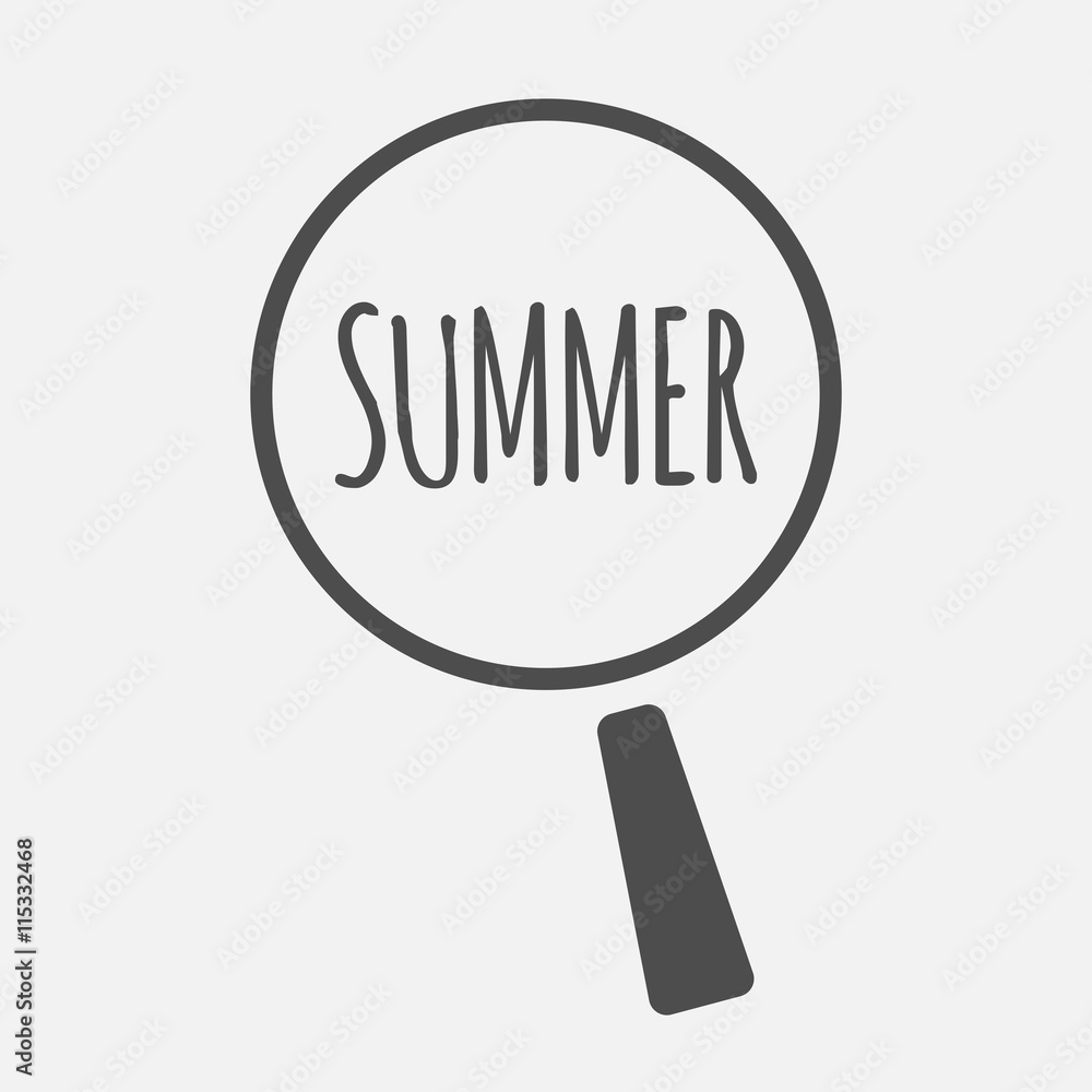 Isolated magnifying glass icon focusing the text SUMMER Isolated magnifying glass icon focusing the text SUMMER