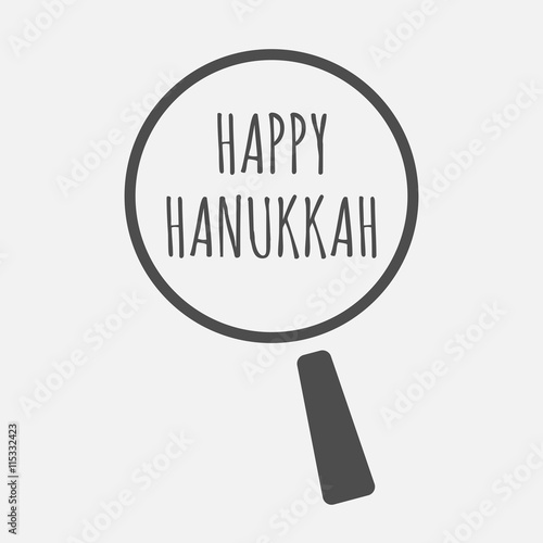 Isolated magnifying glass icon focusing    the text HAPPY HANUKK photo