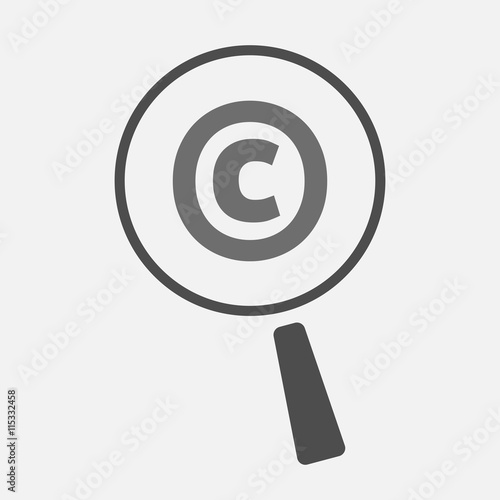 Isolated magnifying glass icon focusing    the  copyright sign