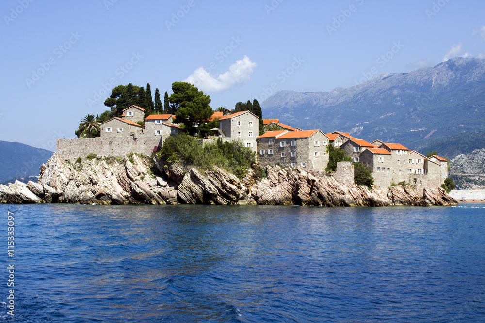 view Sveti Stefan Budva Montenegro island Europe travel