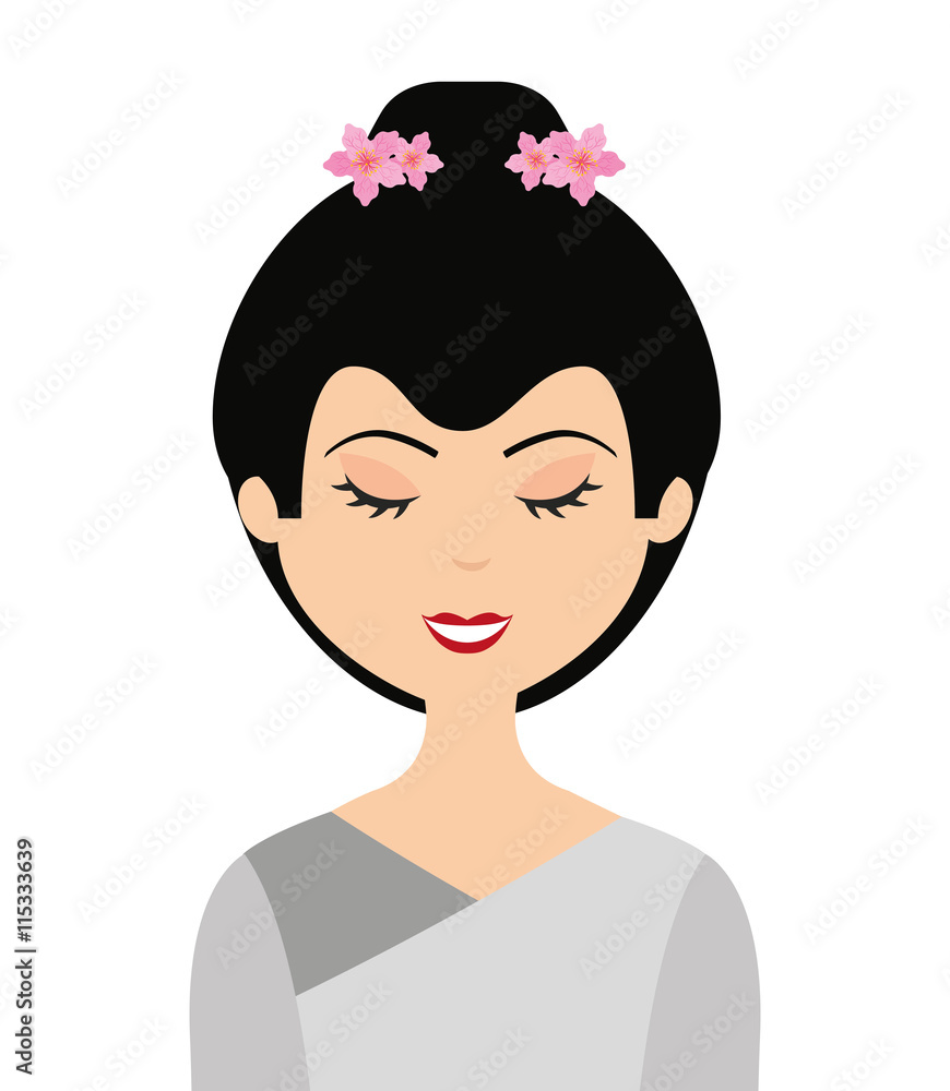 japanese woman isolated icon design