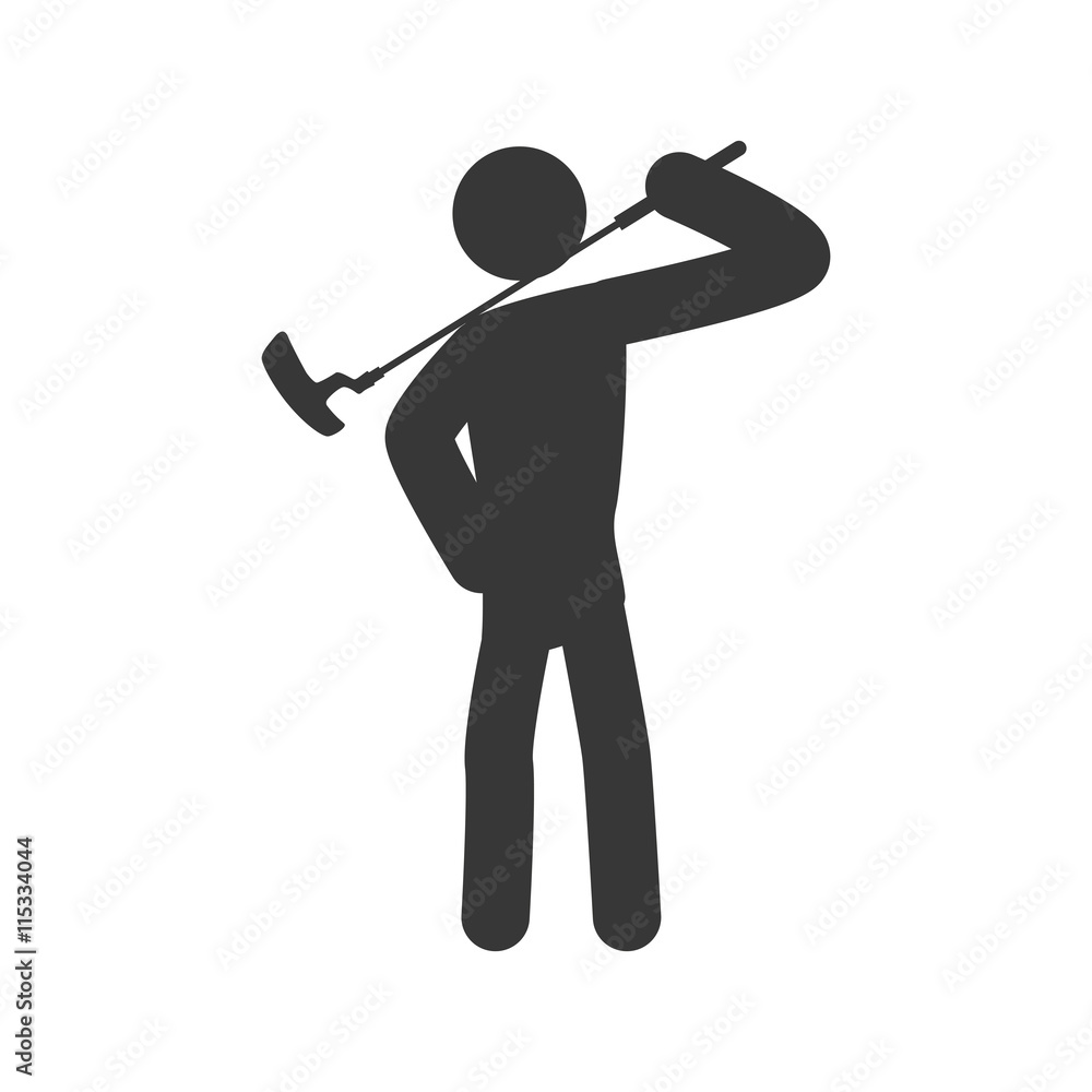 Sport concept represented by Golf club and pictogram icon. Isolated and flat illustration 