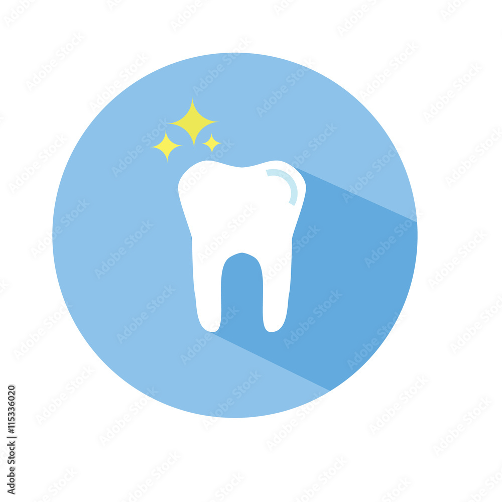 Tooth vector icon in flat style with long shadow. Round icon, design element. Tooth vector icon in flat style with long shadow. Round icon, design element.