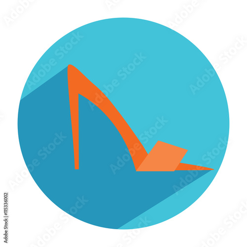 Woman pumps fashion shoes icon in flat style with long shadow