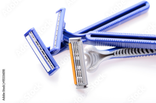 Disposable razor on an isolated white background