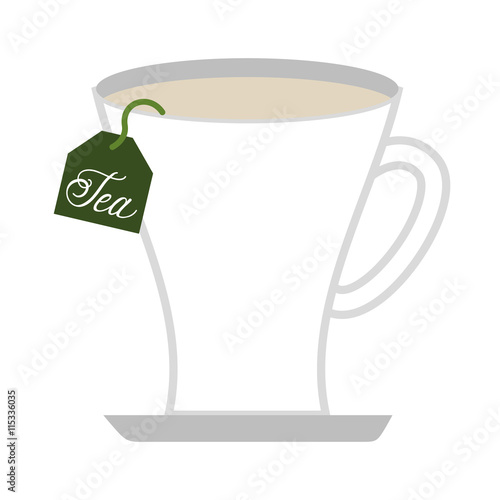 tea cup with bag isolated icon design