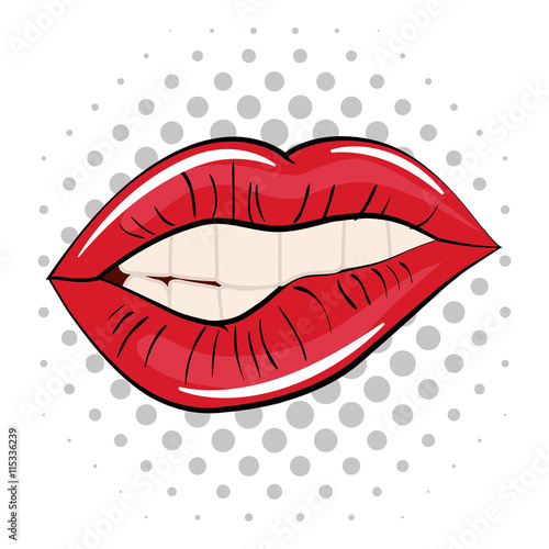 Wallpaper Mural Pop art concept represented by female mouth icon. Colorfull illustration. White background Torontodigital.ca