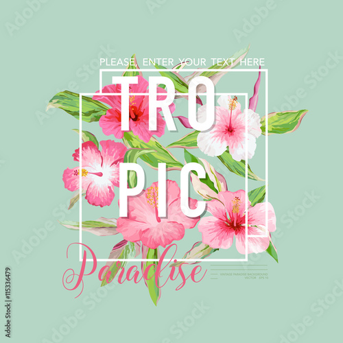 Tropical Flowers Graphic Design - for T-shirt  Fashion  Prints 