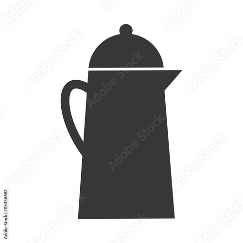 Pot for boiling water metallic icon , isolated vector illustration