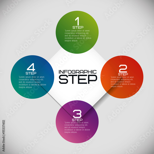 Data and steps represented by multicolored infographics labels icon. Colorfull and isolated illustration