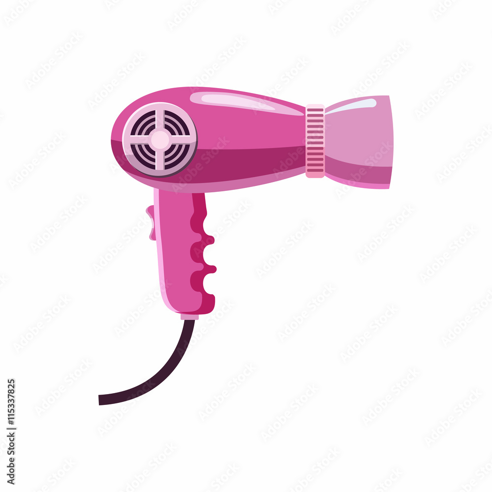 Hairdryer icon in cartoon style isolated on white background. Hair care  symbol Stock Vector | Adobe Stock