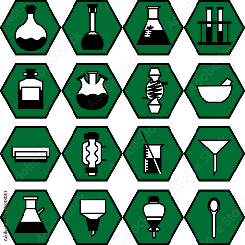 logos of different chemical laboratory glassware