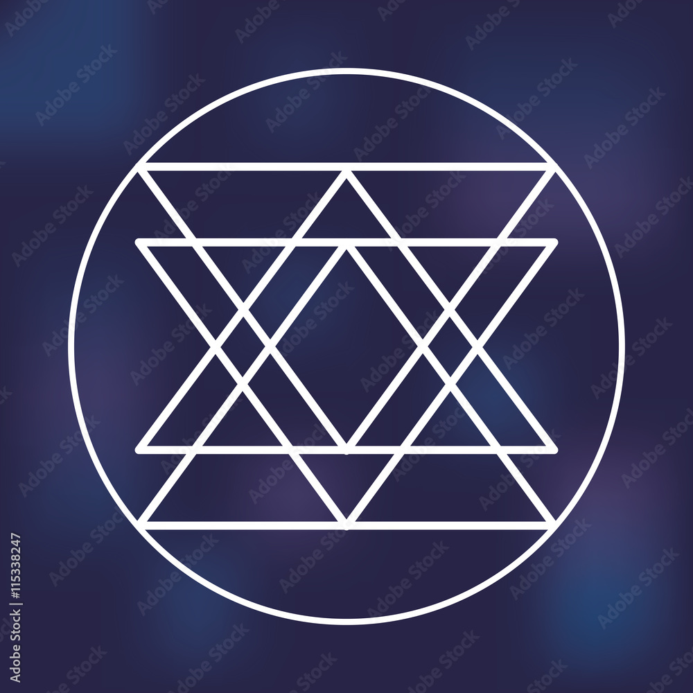 White Shape design represented by Sacred geometry icon. Colorfull illustration. Blue background White Shape design represented by Sacred geometry icon. Colorfull illustration. Blue background
