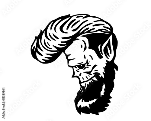 Fototapeta Naklejka Na Ścianę i Meble -  Vintage Black And White Hair Pomade Barber Shop Character - Charismatic Zombie