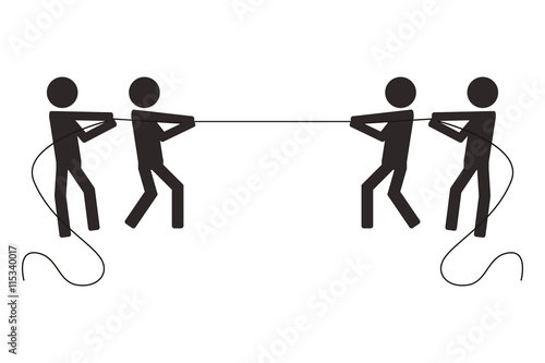 teamwork competition pull loop people business isolated vector illustration