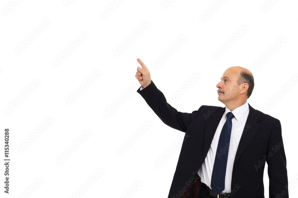 Man gives advice, showing the index finger Man gives advice, showing the index finger