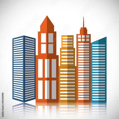 City and urban concept represented by building and tower icon. Colorfull and Isolated illustration
