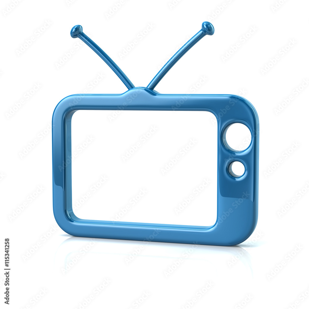 3d illustration of blue tv icon 3d illustration of blue tv icon