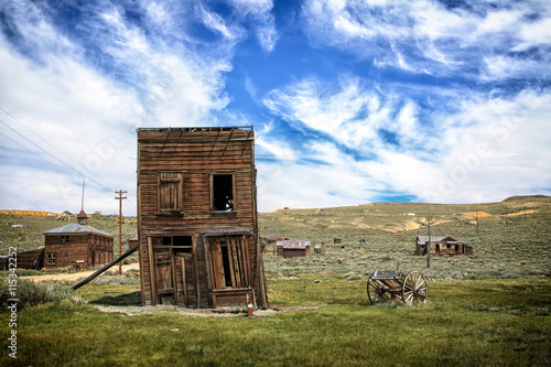 Abandoned buildings in the mining ghost two of Bodie, California.