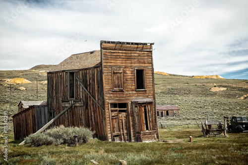 Abandoned buildings in the mining ghost two of Bodie, California.