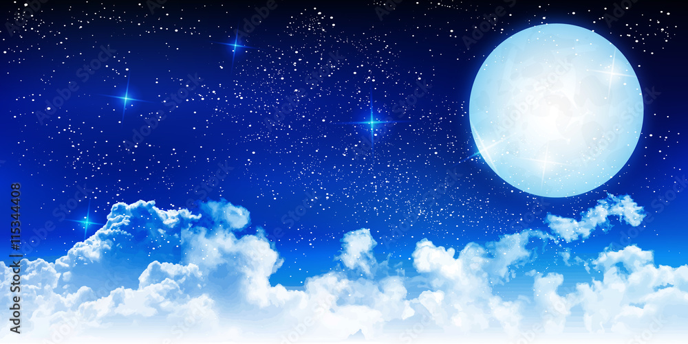 Naklejka ハロウィン 夜空 月 背景