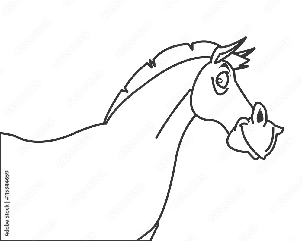 Fototapeta premium simple flat design horse cartoon icon vector illustration