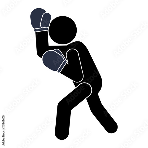 simple flat design boxing person pictogram icon vector illustration