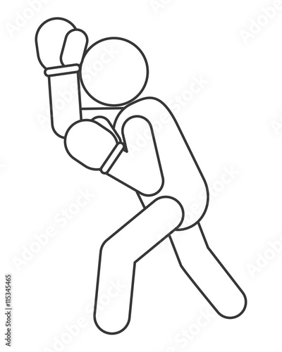 simple flat design boxing person pictogram icon vector illustration