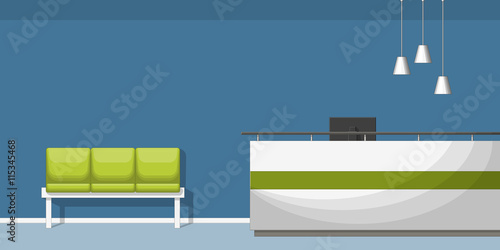 Illustration of a waiting room with counter