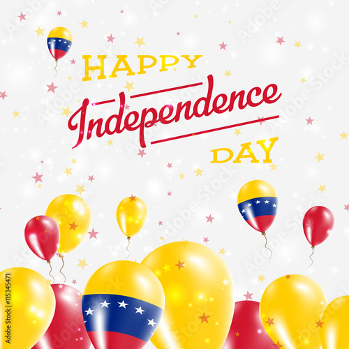Venezuela, Bolivarian Republic of Independence Day Patriotic Design. Balloons in National Colors of the Country. Happy Independence Day Vector Greeting Card.