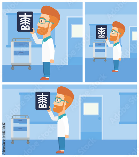 Doctor examining radiograph.