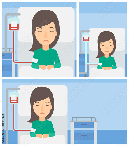 Patient lying in hospital bed.