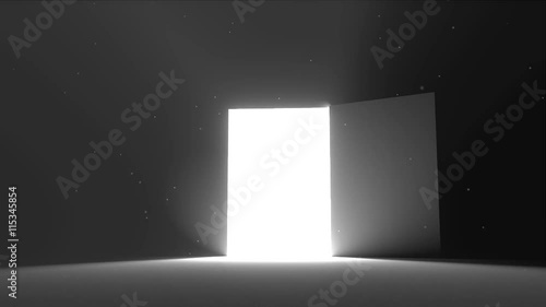 Door open to bright light new opportunity epiphany afterlife 4K
