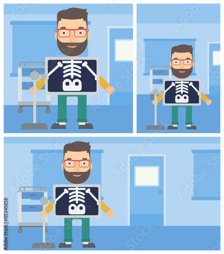 Patient during x ray procedure.