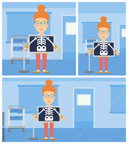 Patient during x ray procedure.